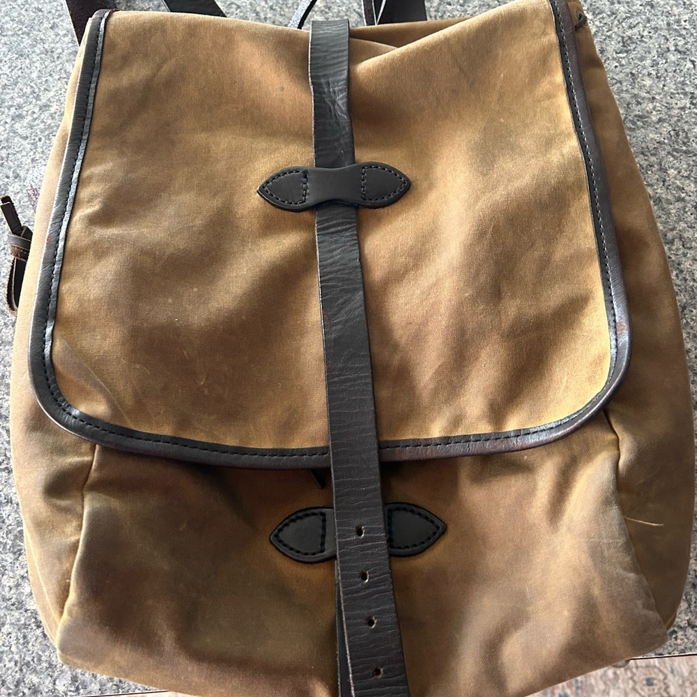 Filson Tin Cloth Backpack with Leather Accents